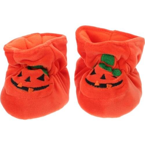 1 Pair Non Skid Newborn House Slippers Pumpkin Booties Baby Crib Shoes