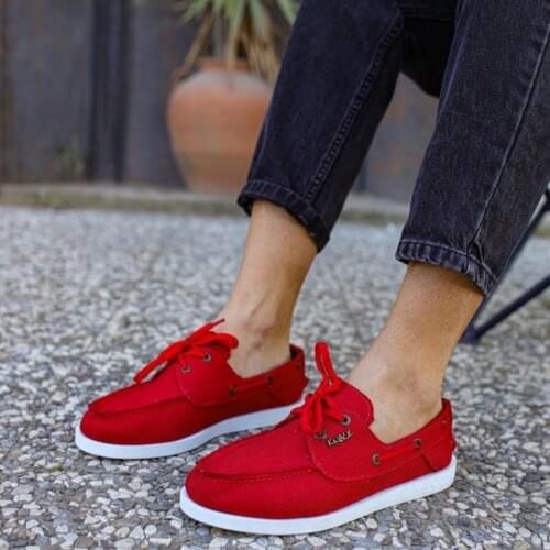 Knack Seasonal Linen Men 'S Shoes 008 Red Sport Lace-Up Style Spring Summer Fashion Orthopedic Casual Base Inner Lining Cotton