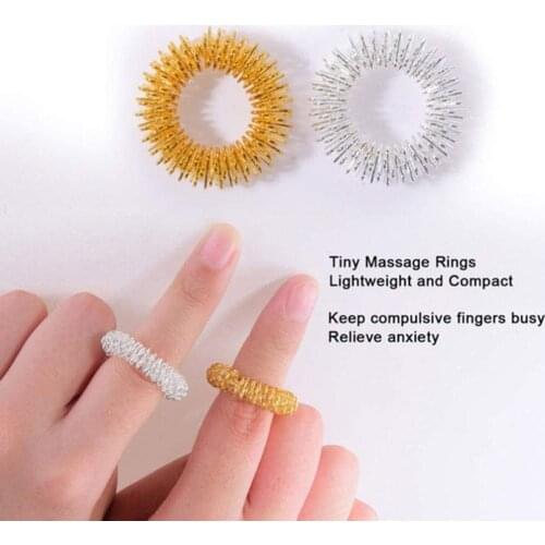 Spiky Sensory Finger Rings Stress Relief Massager Toy Ring Spiky Finger Anxiety Toys Stress Ring/Acupressure Finger And Rel D4S6