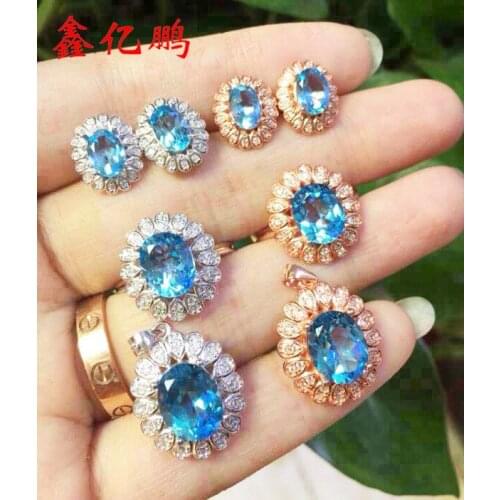 925 silver inlay natural Topaz suit