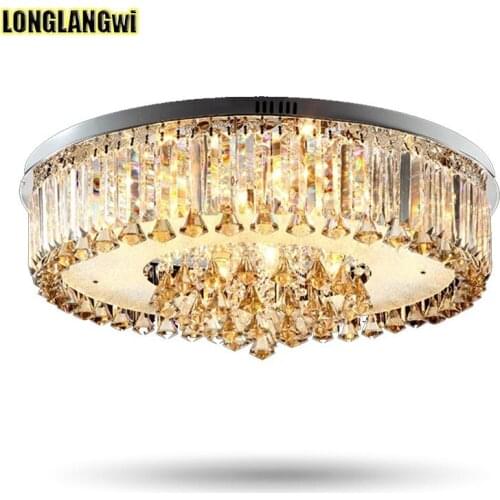 Round Modern LED Crystal Chandeliers Lamp for Living Room Bedroom Contains remote control lighting