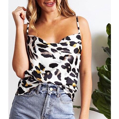 50%HOT Sexy Women Sleeveless Leopard Zebra Print Satin Camisole Basic TankS1 Top Vest