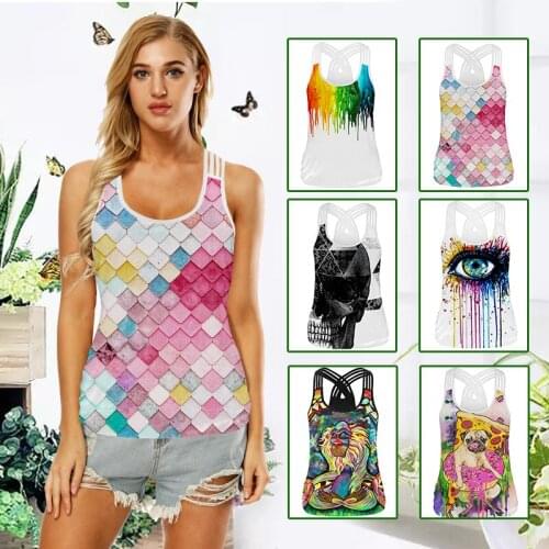 Yoga Vest Sleeveless Printed Slim Quick Drying Gym Yoga Sport Shirt Women Fitness Tank Sports Top Clothing Yoga Sports Shirts