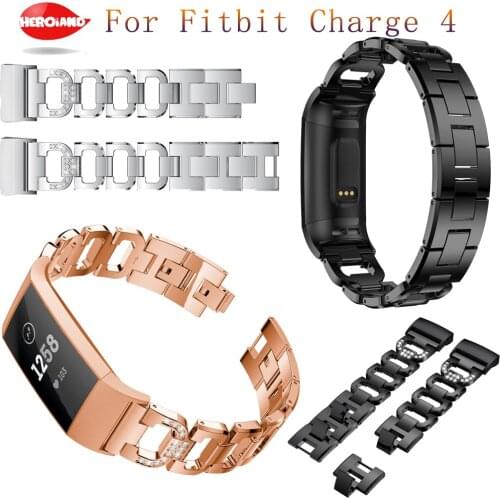 Fashion Stainless Steel Metal Wrist Strap for Fitbit Charge4 Watch Replacement Wirst Band for Fit Bit Charge 3 Smart Accessories