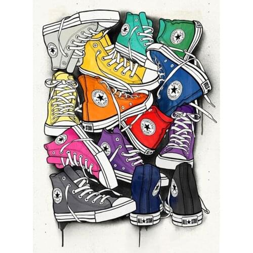 Full Square/Round Drill 5D DIY Diamond Painting "Shoe Pattern" Embroidery Cross Stitch Kits Diamond Mosaic Home Decor Gift JX560