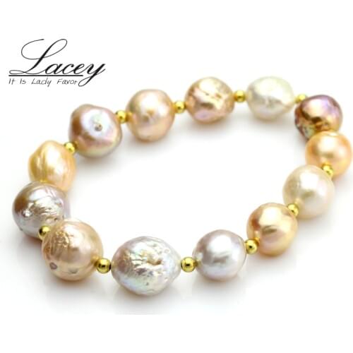 Real natural baroque pearl bracelets Multi cultured freshwater pearl bracelet 925 silver jewelry wedding daughter birthday gift