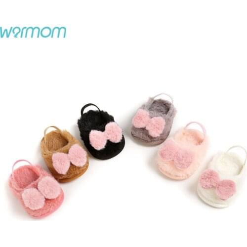 Warmom Newborn Infant Baby Girls Shoes Soft Bow Princess Shoes Toddler Shoes Suitable For 7-12 Month Baby In Autumn And Winter