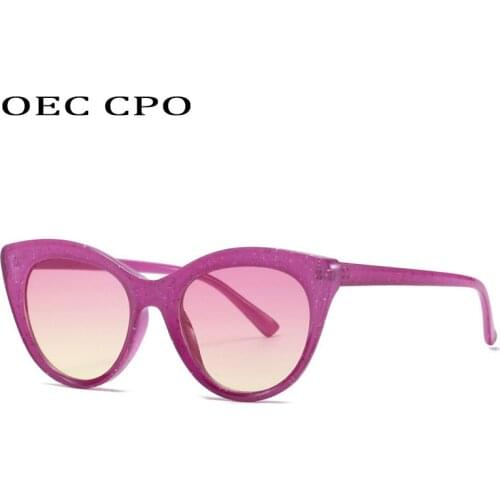 OEC CPO New Fashion Cat eye Sunglasses Women Crystal Purple Colorful Eyeglasses Female Shades Brand Designer Gafas De Sol O840