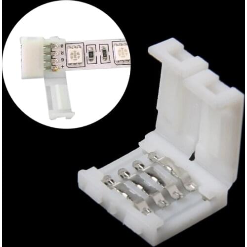 OOTDTY Solderless Clip-on Coupler Connector 4 Pin 10mm For 5050 RGB LED Strip Light