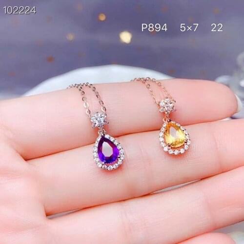 Natural Amethyst Citrine Pendant Necklaces for Women Real Multicolored Crystal Chokers S925 Daily Accessories with Certificate