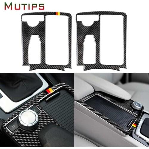 Mutips Center Console Gear Shift Panel Carbon Fiber Car For mercedes W204(2007-2013) W212(2010-2012) C Class E Class 2007-2013
