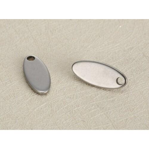 Stainless Steel Blank Elliptic Pendant Charms 5*12mm DIY Accessories For Handmade Customized Jewelry Making Can add LOGO