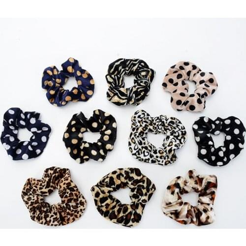 Hot Sale Leopard Velvet Scrunchies Hair Accessories For Women Girl Elastic Hair Ring Hair tie Ponytail Holder Rubber Hair Band