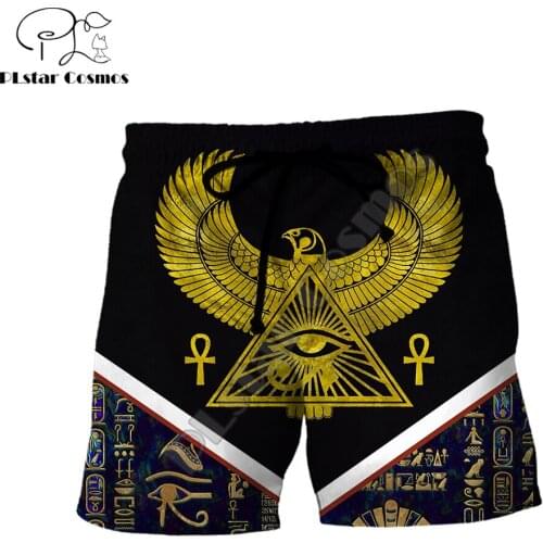 Ancient Egypt Ankh Symbols 3D Printed Mens Shorts Unisex Streetwear Summer Beach Loose Shorts Casual Pants Polyester SDM21