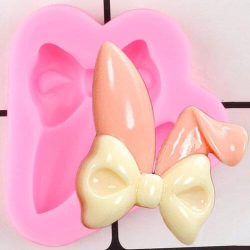 Cute Bow Silicone Mold Rabbit Ears Fondant Cake Decorating Tools Chocolate Gumpaste Moulds Candy Making Mould Polymer Clay Molds