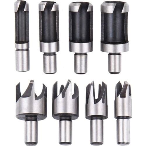 8pcs/set Woodworking Cork Drill Bit Wood Plug Cutting Tool Drill Bit Straight And Tapered Taper 5/8" 1/2" 3/8" 1/4" Drill Bit