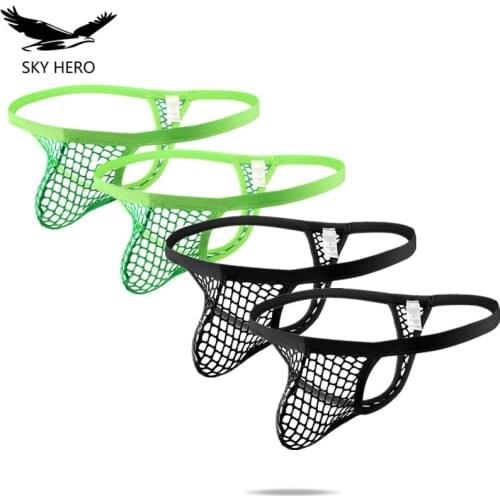 4pcs/lot Male Sexy Panties with Hole Underware Erotic Transparent Underpants for Men String Pouch Mini Thong Gay Man Shorts
