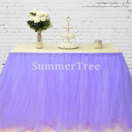 Lavender 100cm Tulle Table Skirt Wonderland Table Tutu Skirting Wedding Birthday Baby Shower Home Banquet Party Decoration