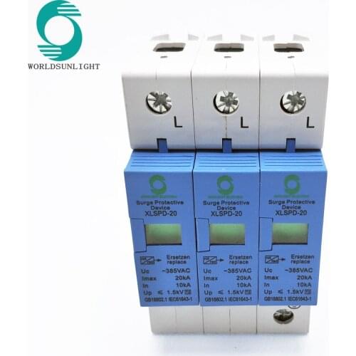Worldsunlight Uc 385V 10KA-20KA AC outdoor surge protection device SPD surge protector for power supply and lightning