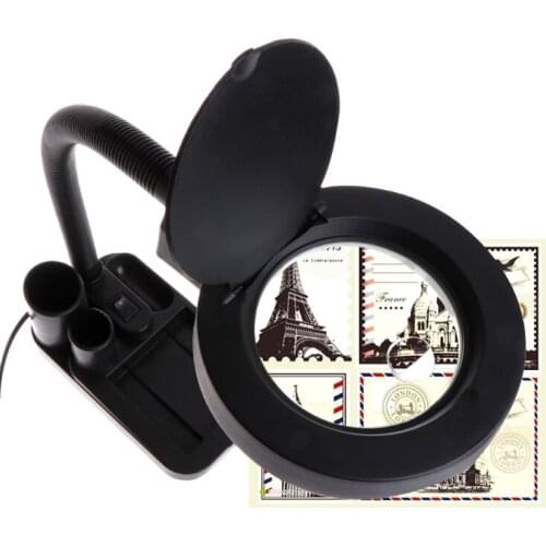 5X 10X Magnifier Magnifying Glass Desk Lamp Repair Tools With 40 LED Lighting T5UC