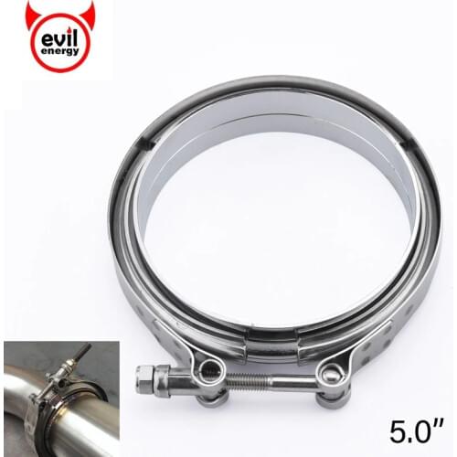 Evil energy 5.0inch V-Band Clamp Kit Band Flanges Clamp Quick Release V Band Clamp For Catback Muffler Downpipe