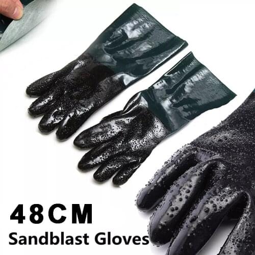 Replacement Sandblasting Gloves Protected Durable Soft Gloves Heavy Rubber Duty Gloves For Sandblaster Sand Blast Cabinet