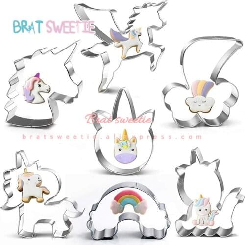 10pcs Unicorn Cookie Cutter Set Rainbow Star Unicorn Fondant Biscuit Molds for Kids Birthday Party Supplies