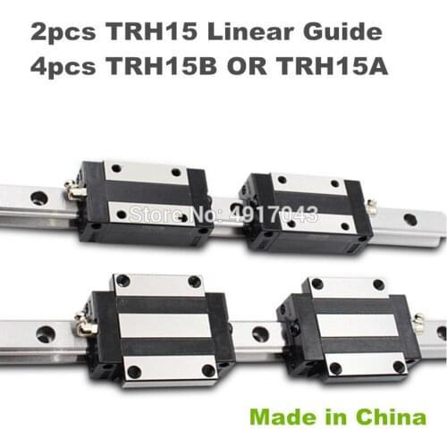 15mm width Precision Linear Guide Rail 2pcs TRH15 400 500 600 mm Linear rail way + 4pcs TRH15B or TRH15A Square linear carriage
