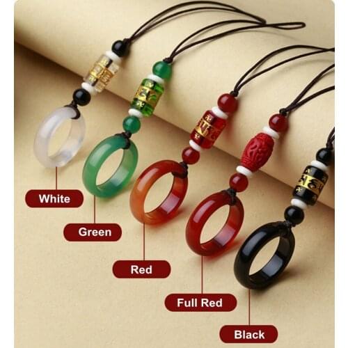 20Pcs Chinese Style Short Phone Lanyard with Agate Stone Finger Ring Mobile Phone Strap Lanyards