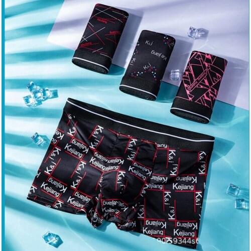 4 Pcs/Lot Mens Ice Silk Fabric Underwear Breathable Soft Undies Trendy Comfortable Boxer Briefs Men Underpants