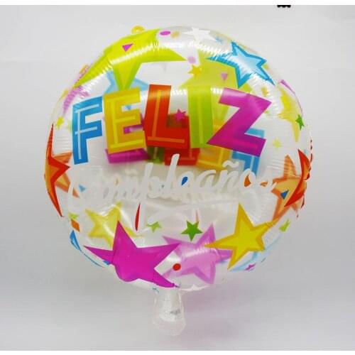 5pcs 18inch Happy Birthday Foil Balloons Transparent Spanish Birthday Decoration Helium Air Balls Baby Shower Glfts Party Globos