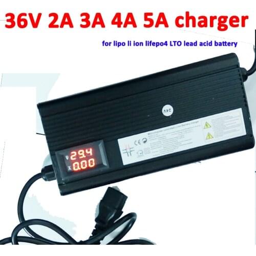 36v 5A 4A 3A 2A charger Aluminum shell for lithium battery LTO 10S li ion lipo DC 42V battery 15S 43.8v lifepo4 smart charger