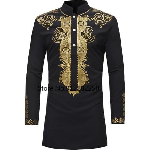 African Dashiki Shirt Men 2021 Traditional Dashiki Long Sleeve Mandarin Collar Shirt Pullover Men Africa Clothing Chemise Homme