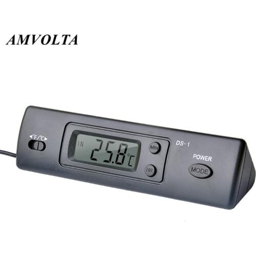 Amvolta Digital Thermometer Clock Indoor Temperature Meter Car Home Office Fridge Fish Tank Weather Station Outdoor