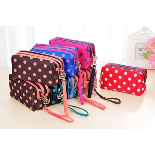 Aosbos Women Fashion Brand Travel Makeup Bag Pillow Dot Zipper Cosmetic Bags Multifunctional Portable Toiletry Storage Organizer