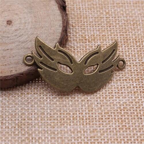 Free shipping 9pcs 45x23mm antique bronze mask charms diy retro jewelry fit Earring keychain hair card pendant accessories