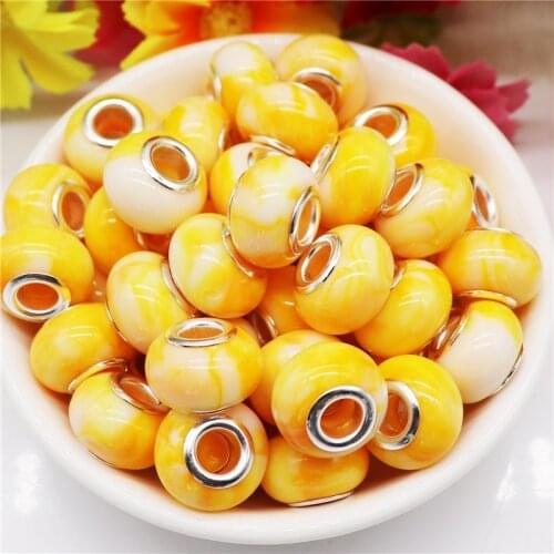 10Pcs New Colorful Resin Muranos Big Hole Spacer Beads for Jewelry Making Fit Women Snake Chain Pandora Bracelet Jewelry Crafts