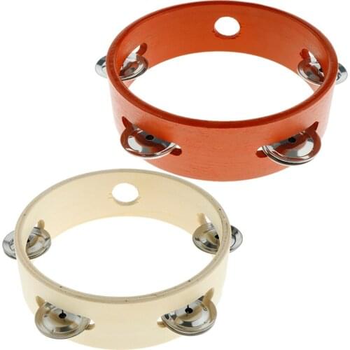 Lovoski Wooden 6inch Hand Drum Tambourine For Kids Preschool Musical Toy