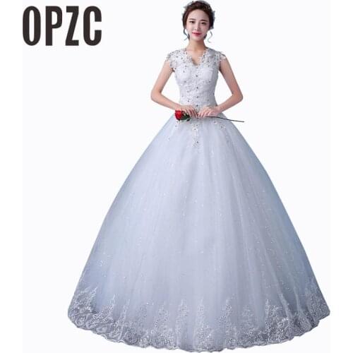 Cheap Customizable White Wedding Dress 2017 Korean Style Lace V Neck Vintage Bridal Gowns Discount Dresses vestido de noiva M83