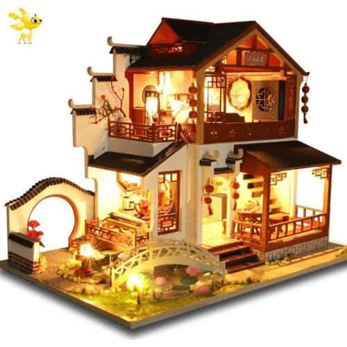 DIY-KIT Kids Toys Doll House Furniture Assemble Wooden Miniature Dollhouse Diy Dollhouse Puzzle Educational Toys For Children P3