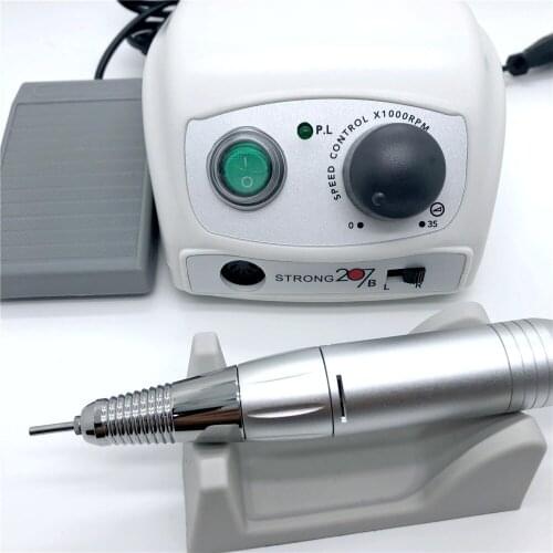 STRONG 207B Silver 65w Control Box 35000rpm 120II Handle Electric Nail Drill Polish Machine Manicure Nail Drill Set