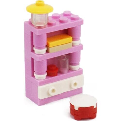MOC City Storage Shelf Chiar Model Set Pink Toys For Children Home Furniture Friends Figure Accessories City Building Blocks Toy