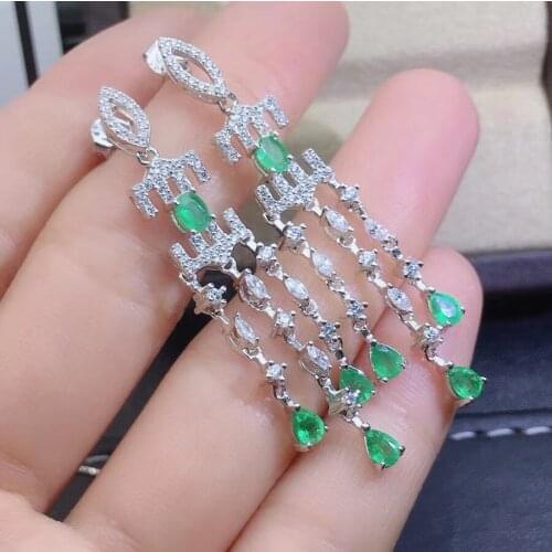 Emerald Earring Natural And Real Emerald Earring 925 sterling silver Fine jewelry For men women
