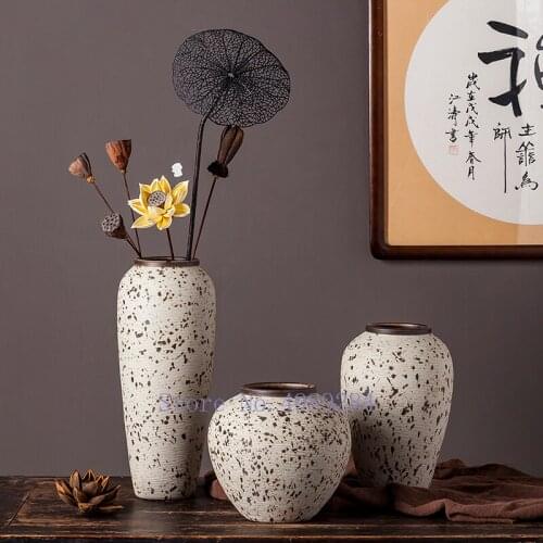 Ceramics Vase Stripe Spot Retro Flower Vase Decorative Ornaments Modern Minimalist Modern Home Desktop Decoration Furnishing