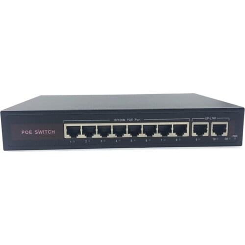 48V Ethernet POE switch with 8 10/100Mbps Port IEEE 802.3 af/at Suitable for IP camera/Wireless AP/CCTV camera system Ethernet