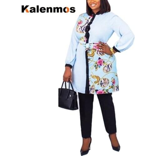 2 Piece Set African Clothes for Women 2021 New Top Pants Suit Dashiki Print Ladies Clothes Robe Africaine Bazin Fashion Clothing