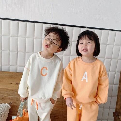 Toddler Kids Clothing Sets Casual Letter Long Sleeve Sweatshirt Pants 2pcs Children Clothes 2 3 4 5 6 Years Girls Boys Suits New