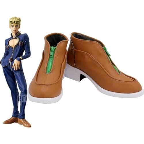 JoJos Bizarre Adventure 5 Giorno Giovanna Brown Boots Customized Shoes for Boys and Girls European Size
