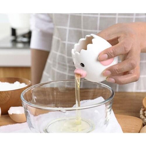 Creative Cute Cartoon Egg Separator Chicken Egg Yolk White Filter Ceramic Egg Separator Dining Cooking Kitchen Gadgets Practical