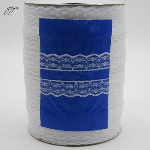 Wholesale 600 Yards/Roll White Lace Ribbon Width 22MM Trim Fabric DIY Embroidered Sewing Decoration African Lace Fabric Applique